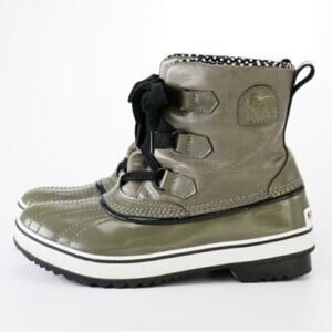 Sorel Tivoli Waterproof‎ Rain and Snow Boots Green Size 7 polka dot lace up